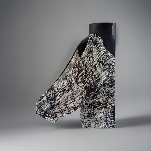 Gypsy 05 Silk Velvet Burnout Dress – L - Sheer Cold Shoulder Boho Glam Party - Picture 4 of 12